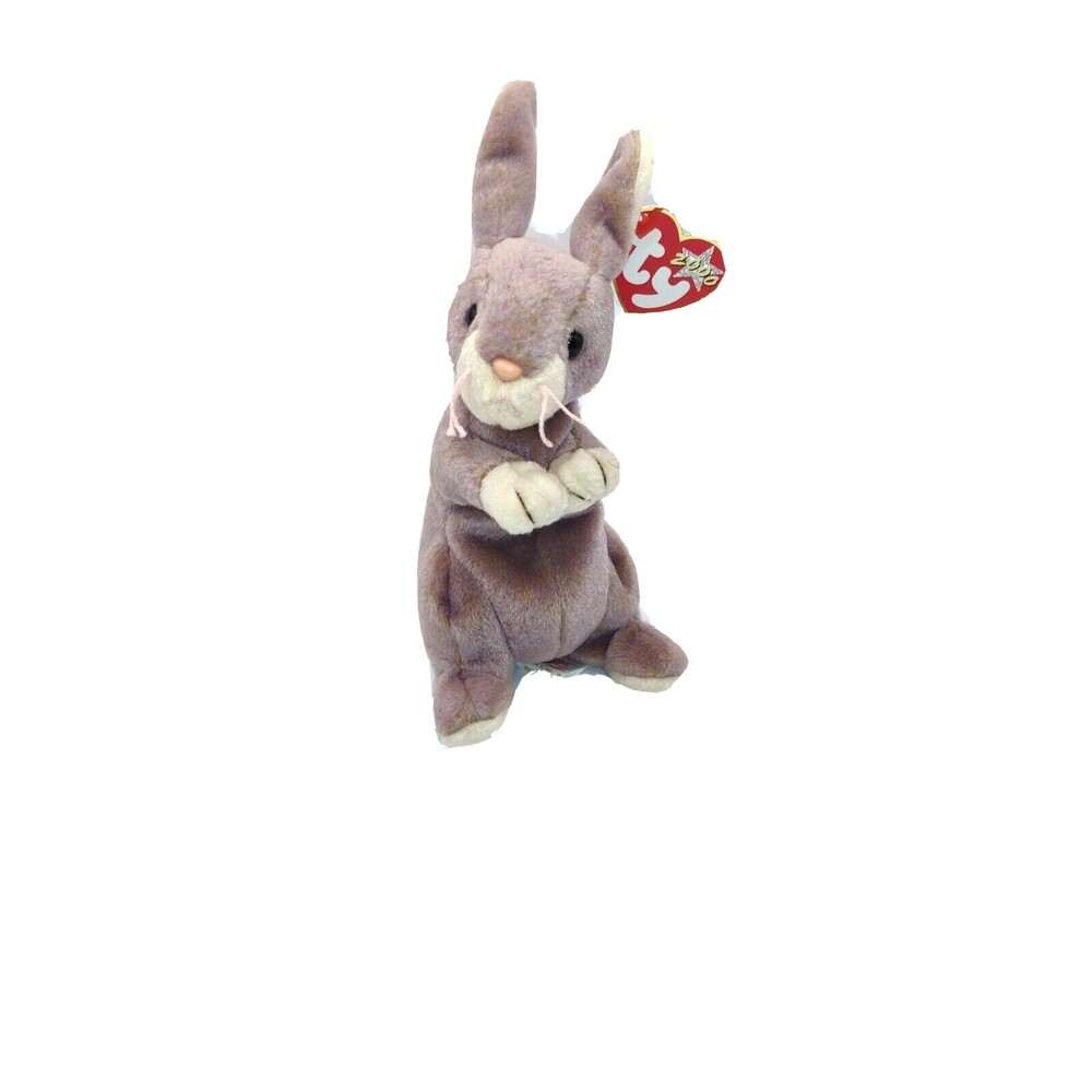 Ty 2000 Springy Bunny Rabbit Beanbag Plush Stuffed Animal Paper Tag Pink Nose